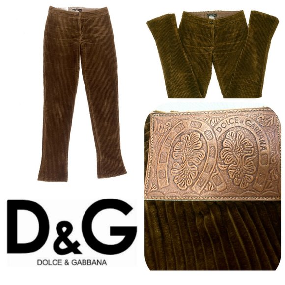 AUC DOLCE & GABBANA CORDUROY SKINNY BROWN JEANS - Picture 1 of 12